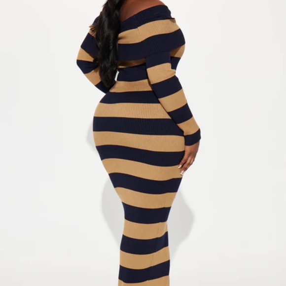 Fashion Nova Striped Sweater Maxi Dress NWT Size 1X - Picture 3 of 6